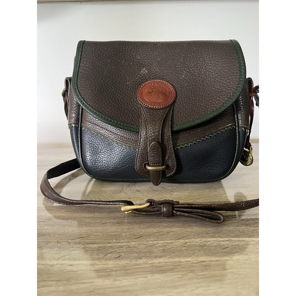 Vintage Dooney & Bourke Teton Collection All-Weather Leather saddle bag Brown - Picture 2 of 11